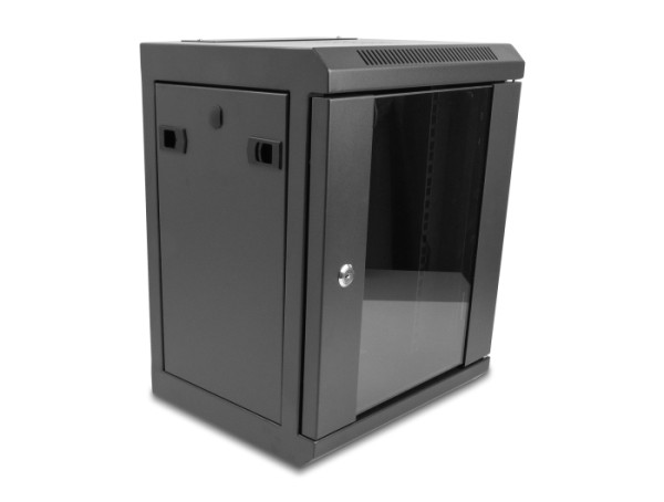 DeLOCK 10″ Netzwerkschrank mit Glastür 8 HE schwarz (43418)