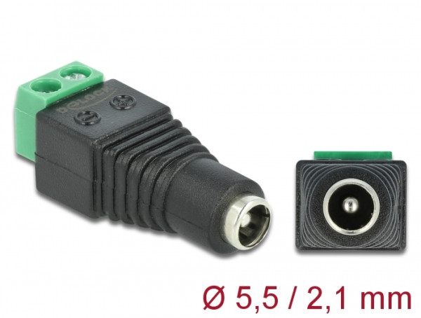 DeLOCK 65421 Kabeladapter DC 2.1 x 5.5 mm 2p Schwarz, Grün, Silber (65421)