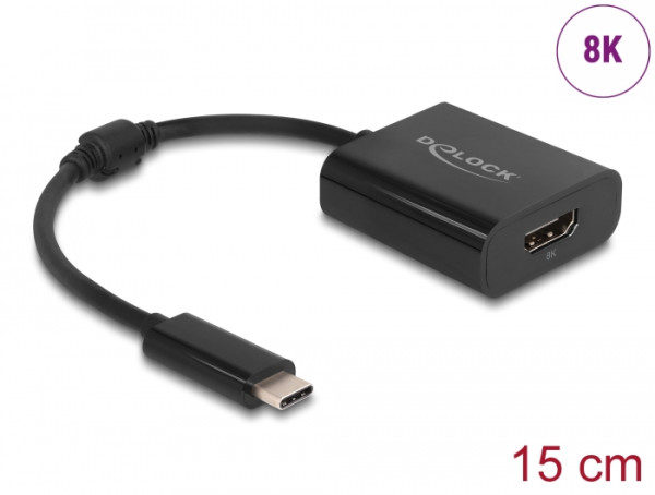 DeLOCK USB Type-C Adapter zu HDMI DP Alt Mode 8K mit HDR Funktion schwarz (64175)