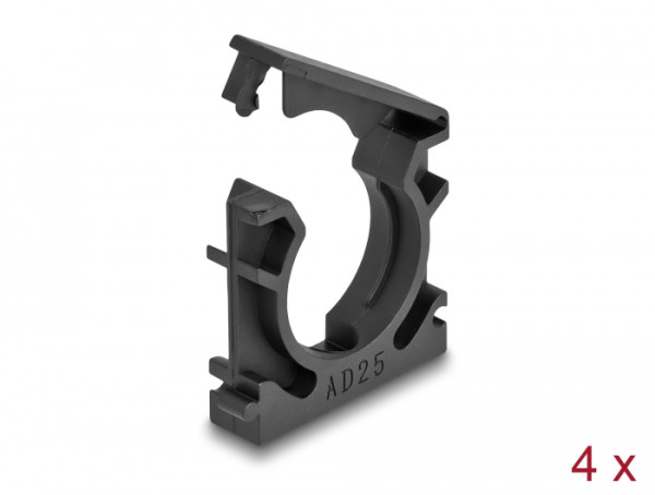 DeLOCK Kabelschlauchhalter mit Verschlussclip 25 mm 4 Stück schwarz (60486)