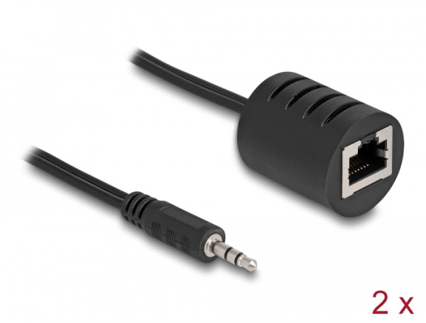 DeLOCK Stereo Audio Extender RJ45 Buchse zu 3,5 mm Klinkenstecker Cat.5 bis 50 m Set 2 Stück (87858)