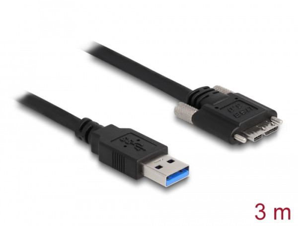 DeLOCK Kabel USB 3.0 Typ-A Stecker zu Typ Micro-B Stecker mit Schrauben 3 m (87801)