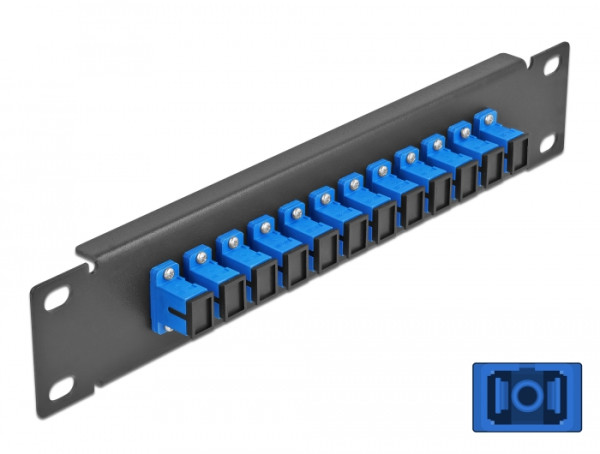 DeLOCK 10″ LWL Patchpanel 12 Port SC Simplex blau 1 HE schwarz (66760)