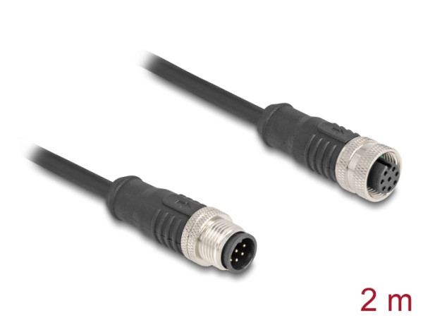 DeLOCK M12 Kabel A-kodiert 8 Pin Stecker zu Buchse PVC 2 m (80804)