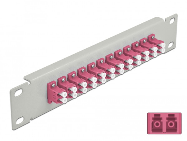 DeLOCK 10″ LWL Patchpanel 12 Port LC Duplex violett 1 HE grau (66790)