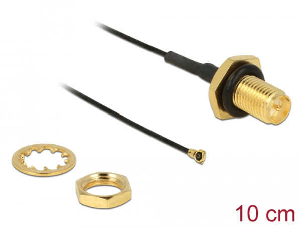 DeLOCK 12464 Koaxialkabel 0,1 m RP-SMA MHF IV/ HSC MXHP32 Schwarz (12464)