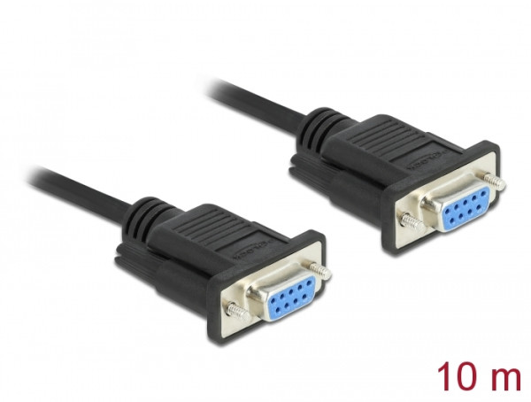 DeLOCK Seriell Kabel RS-232 D-Sub9 Buchse zu Buchse Nullmodem mit schmalem Steckergehäuse 10 m (86604)