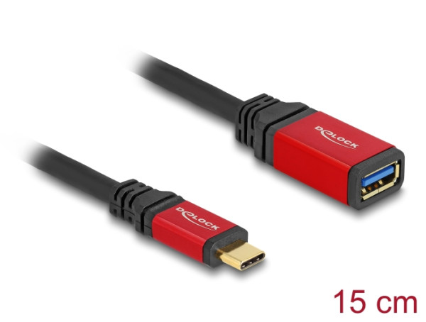 DeLOCK USB 10 Gbps Adapter USB Type-C Stecker zu USB Typ-A Buchse 15 cm rot Metall (60172)