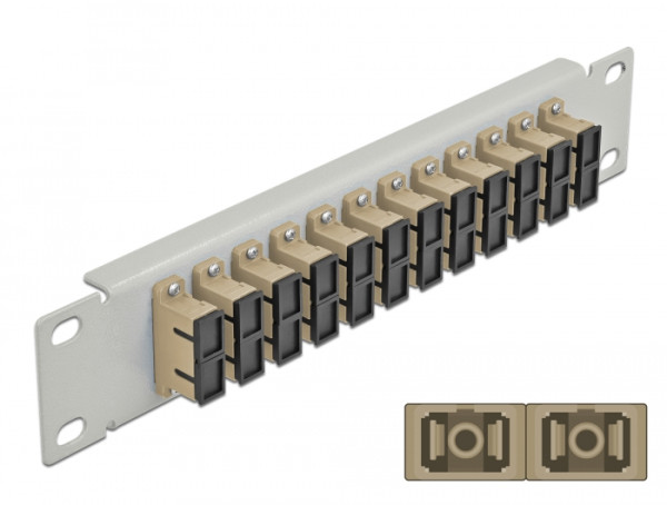 DeLOCK 10″ LWL Patchpanel 12 Port SC Duplex beige 1 HE grau (66793)