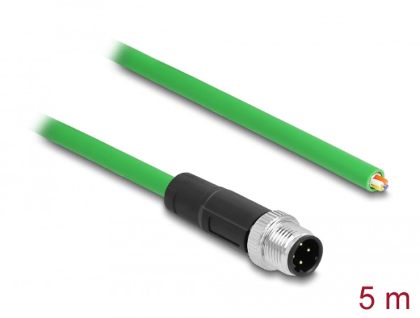 DeLOCK Netzwerkkabel M12 4 Pin D-kodiert zu offenen Kabelenden PVC 5 m (87848)