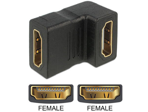 DeLOCK Adapter HDMI female > HDMI female 90° down HDMI 1.3 Schwarz (65075)