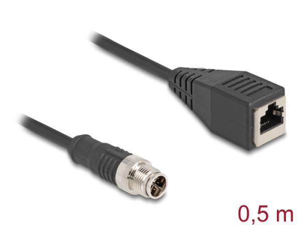 DeLOCK M12 Kabel X-kodiert 8 Pin Stecker zu RJ45 Buchse PVC 0,5 m (60623)