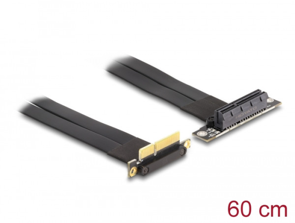 DeLOCK Riser Karte PCI Express x4 Stecker 90° gewinkelt zu x4 Slot 90° gewinkelt mit Kabel 60 cm (88045)