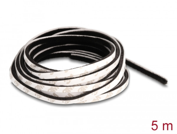 DeLOCK Bürstenstreifen selbstklebend 5 mm - Länge 5 m schwarz (66892)
