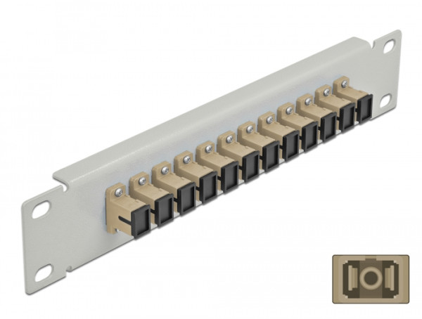 DeLOCK 10″ LWL Patchpanel 12 Port SC Simplex beige 1 HE grau (66783)