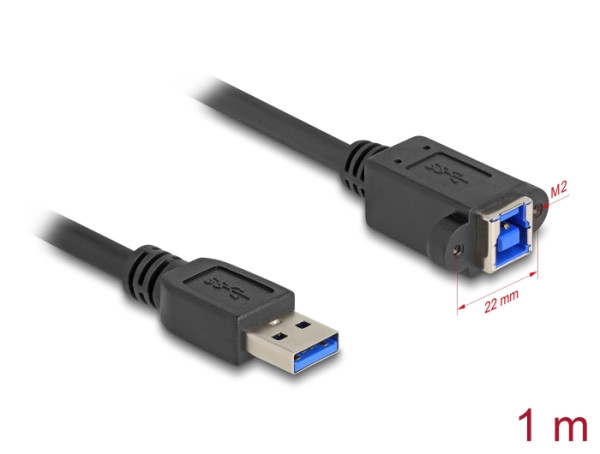 DeLOCK USB 5 Gbps Kabel USB Typ-A Stecker zu USB Typ-B Buchse zum Einbau 1 m schwarz (80485)