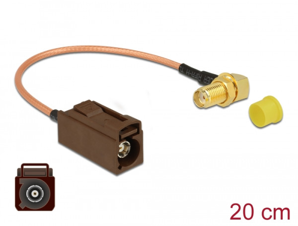 DeLOCK 89684 Koaxialkabel RG-316 0,2 m FAKRA F SMA Schwarz, Braun, Gold, Gelb (89684)