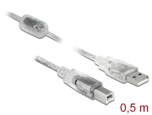 DeLOCK Cable USB 2.0 A-B - 0.5m USB Kabel 0,5 m USB A USB B Grau (82057)