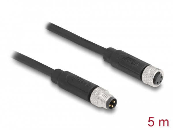 DeLOCK M8 3 Pin Kabel A-kodiert Stecker zu Buchse PUR TPU 5 m (80141)