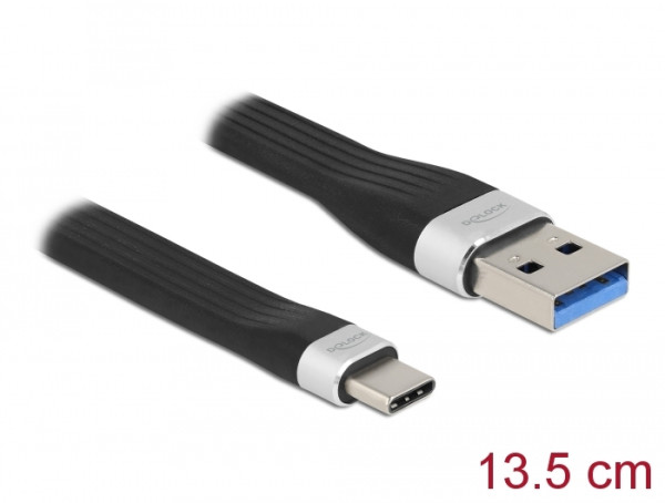 DeLOCK USB 3.2 Gen 1 FPC Flachbandkabel USB Typ-A zu USB Type-C 13,5 cm PD 3 A (85771)