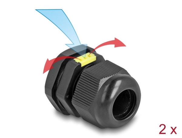 DeLOCK Kabelverschraubung M20 mit Belüftung IP68 staub- und wasserdicht schwarz 2 Stück (60616)