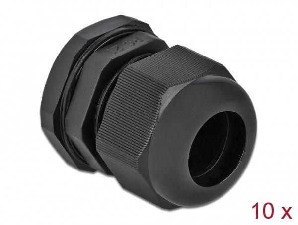 DeLOCK Kabelverschraubung PG21 10 Stück schwarz (60222)
