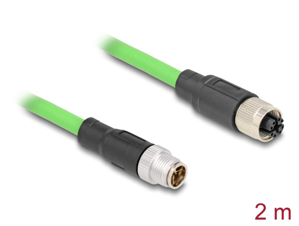 DeLOCK M12 Kabel X-kodiert 8 Pin Stecker zu Buchse PUR TPU 2 m (80432)