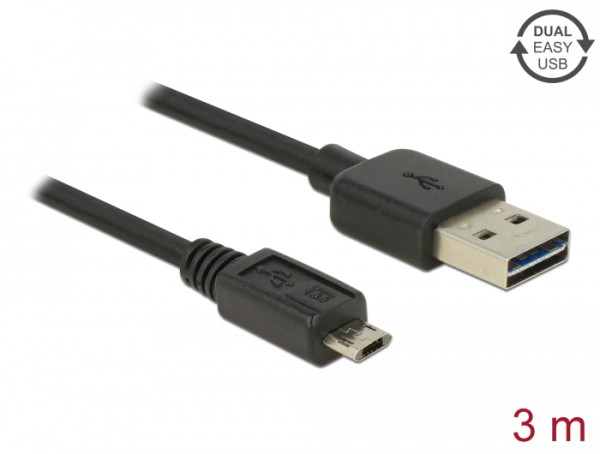 DeLOCK 83851 USB Kabel USB 2.0 3 m USB A Micro-USB B Schwarz (83851)