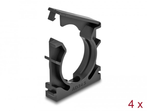 DeLOCK Kabelschlauchhalter mit Verschlussclip 34,5 mm 4 Stück schwarz (60488)