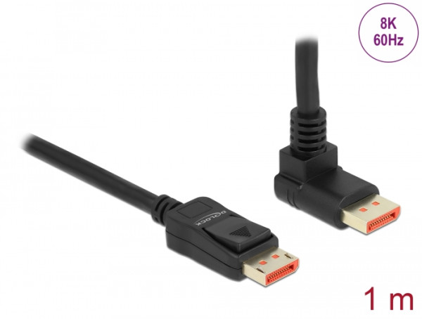 DeLOCK DisplayPort Kabel Stecker gerade zu Stecker 90° oben gewinkelt 8K 60 Hz 1 m (87054)
