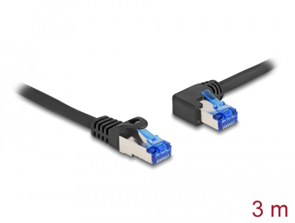 DeLOCK RJ45 Netzwerkkabel Cat.6A S/FTP gerade / links gewinkelt 3 m schwarz (80220)