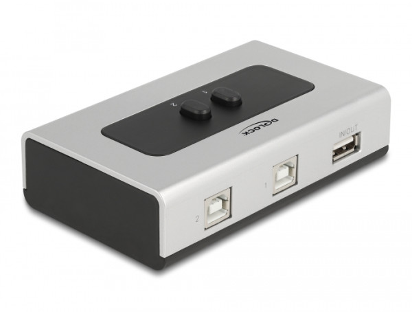 DeLOCK Umschalter USB 2.0 mit 2 x Typ-B Buchse zu 1 x Typ-A Buchse manuell bidirektional (87761)