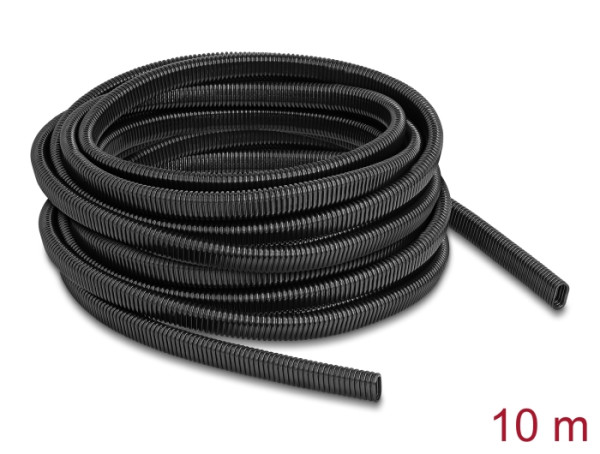DeLOCK Kunststoff Kabelschutzschlauch in Ovalform flexibel 13,6 x 6,3 mm - Länge 10 m schwarz (60620)