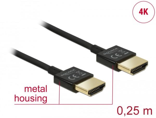 DeLOCK 85117 HDMI-Kabel 0,25 m HDMI Typ A Standard Schwarz (85117)