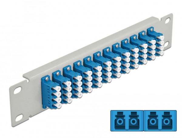 DeLOCK 10″ LWL Patchpanel 12 Port LC Quad blau 1 HE grau (66796)