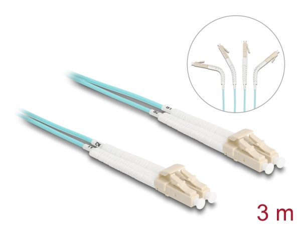 DeLOCK LWL Kabel LC Duplex zu LC Duplex Multimode OM3 winkelbar 3 m (88081)