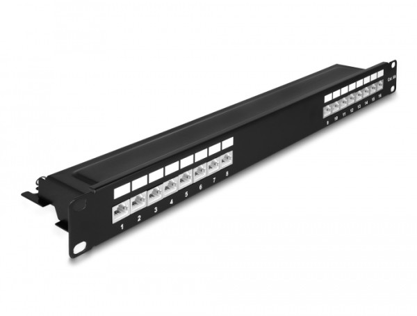 DeLOCK 19″ Patchpanel 16 Port Cat.6A 1 HE schwarz (66876)