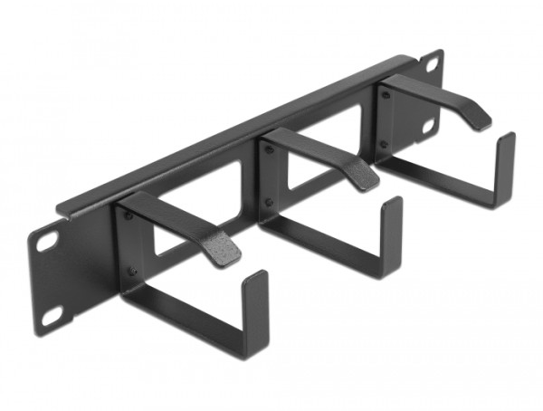 DeLOCK 10″ Kabelmanagement Rangierpanel mit 2 Öffnungen und 3 Bügeln 1 HE schwarz (66656)