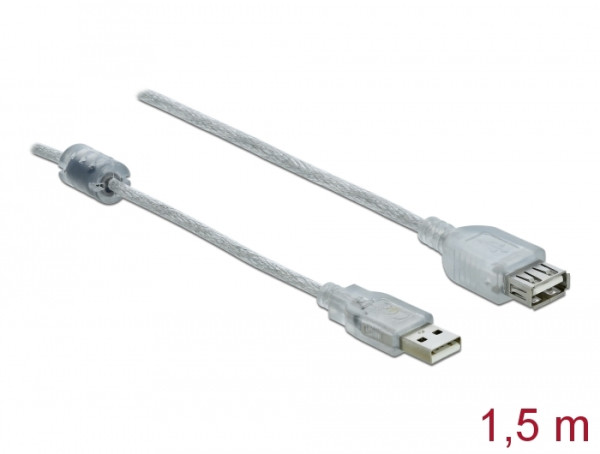 DeLOCK 1.5m, 2xUSB2.0-A USB Kabel USB 2.0 1,5 m USB A Transparent (83882)