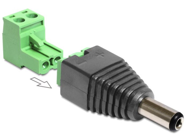DeLOCK 65422 Kabeladapter DC 2.1 x 5.5 mm 2p Schwarz, Grün (65422)