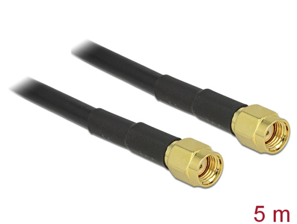 DeLOCK RP-SMA - RP-SMA, 5m Koaxialkabel Schwarz (88657)