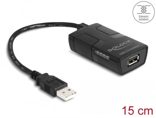 DeLOCK Isolator USB 2.0 Typ-A Stecker zu Buchse mit 5 kV Isolation für Datenleitung (64225)