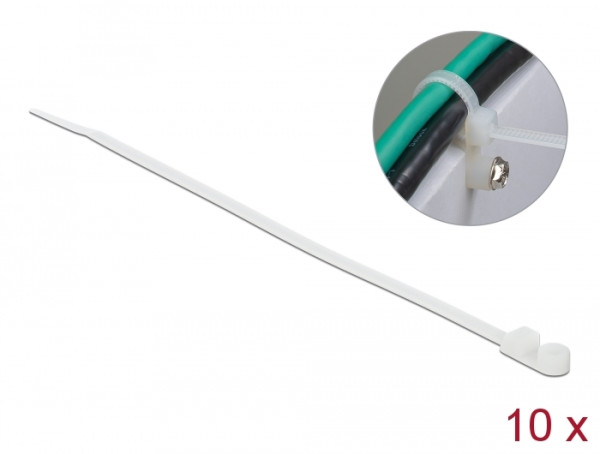 DeLOCK 18945 Kabelbinder Kabelbinder mit paralleler Einführung Polyamid Weiß 10 Stücke (18945)