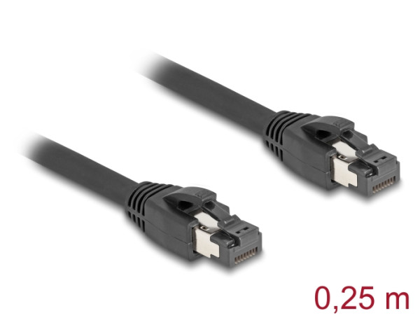 DeLOCK RJ45 Netzwerkkabel Cat.8.1 S/FTP 25 cm bis 40 Gbps schwarz (80231)