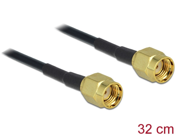 DeLOCK 88475 Koaxialkabel 0,32 m RP-SMA Gold, Schwarz (88475)