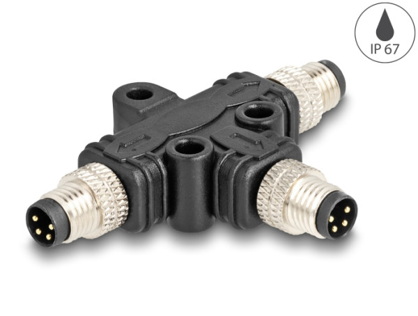 DeLOCK M8 T-Splitter A-kodiert 4 Pin 1 x Stecker zu 2 x Stecker Parallelschaltung (60574)
