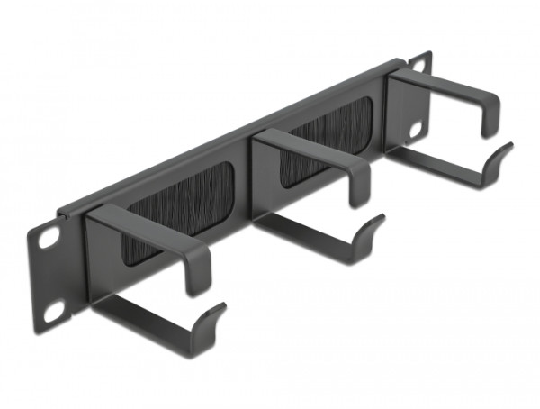 DeLOCK 10″ Kabelmanagement Bürstenleiste mit 3 Bügeln 1 HE schwarz (66487)