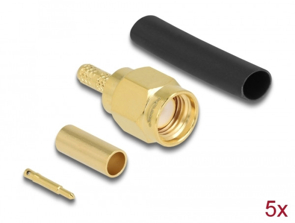 DeLOCK SMA Stecker zum Crimpen RG-174 / RG-316 mit passendem Schrumpfschlauch (90034)