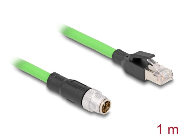 DeLOCK M12 Kabel X-kodiert 8 Pin Stecker zu RJ45 Stecker PUR TPU 1 m (80441)