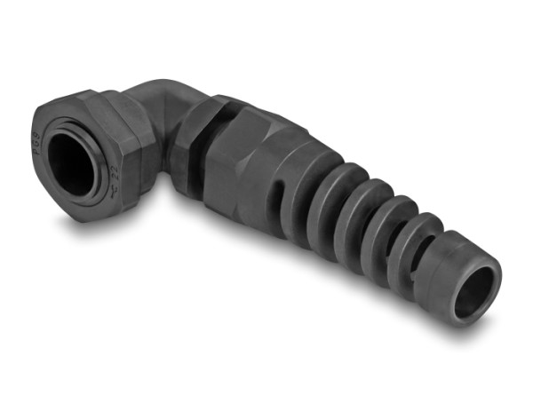 DeLOCK Kabelverschraubung mit Zugentlastung 90° gewinkelt PG9 schwarz (60569)